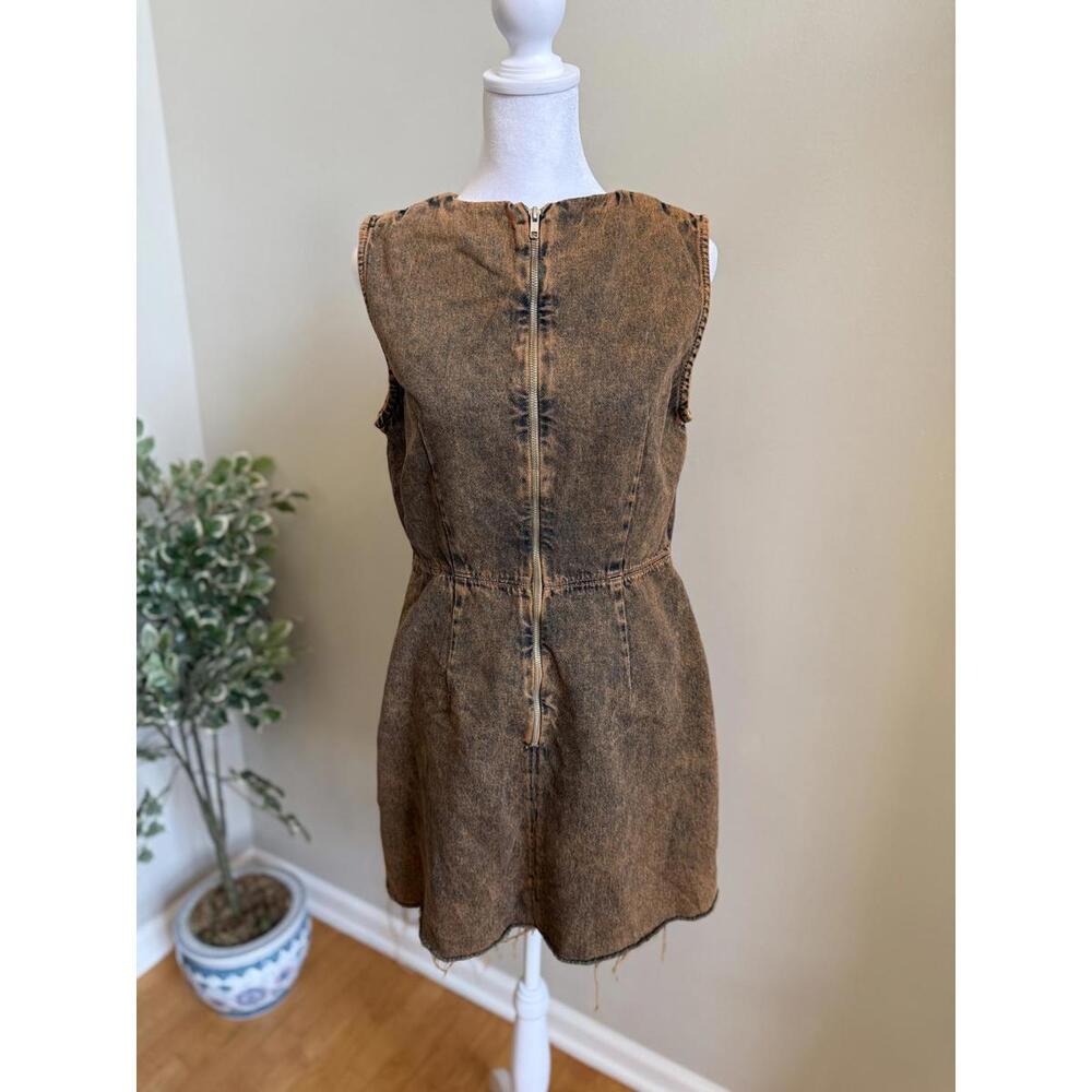French Connection Women's Dress in Brown Acid Wash Denim
